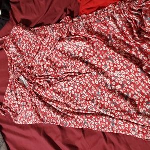 Brand new red dress with flowers spaghetti strap